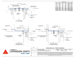 Wabo SeismicCover (WFI) seismic interior wall expansion joint cover wall-to-wall and corner conditions CAD Detail by Sika Emseal