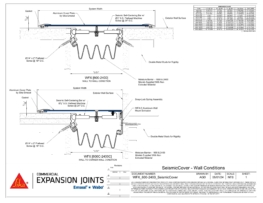 Wabo SeismicCover (WFX) seismic exterior wall expansion joint cover wall-to-wall and corner conditions CAD Detail by Sika Emseal