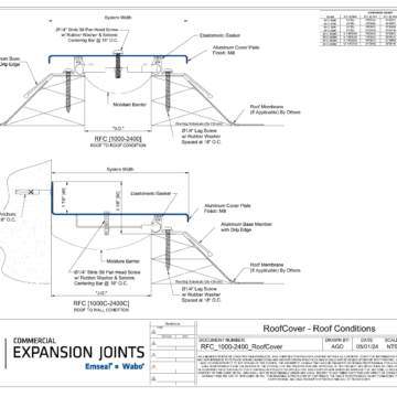 Wabo RoofCover (RFC) metal bellows roof expansion joint cover plate system CAD Detail by Sika Emseal