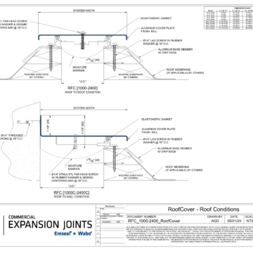 Wabo RoofCover (RFC) metal bellows roof expansion joint cover plate system CAD Detail by Sika Emseal