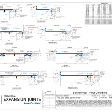 Wabo SeismicFloor (FNB) seismic interior floor expansion joint cover CAD Detail by Sika Emseal