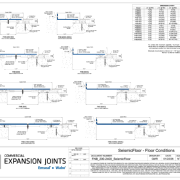 Wabo SeismicFloor (FNB) seismic interior floor expansion joint cover CAD Detail by Sika Emseal