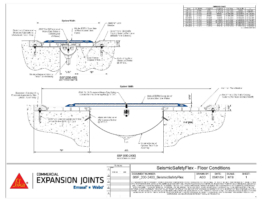 Wabo Seismic SafetyFlex (SSF) seismic hinged expansion joint slip-resistant recessed cover plate system CAD Detail by Sika Emseal