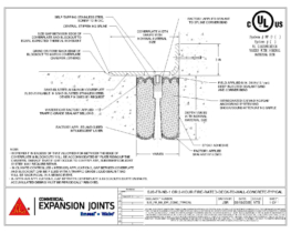 SJS-FR-NB "No Bump" Flush installed fire-rated interior expansion joint coverplate system Deck-to-Wall Typical CAD Detail by Sika Emseal