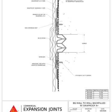 BG Sikaproof A+12 Below Grade Expansion Joint and Waterproofing Membrane Integration in a Post-Applied Backfilled Wall Application by Sika Emseal