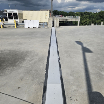 SJS expansion joint installed on a parking deck at the Hartsfield-Jackson Atlanta International Airport Rental Car Center (RCC).